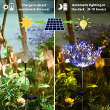 Luces tipo fuegos artificiales solares para jardín, impermeables, estacas de arte solar con iluminación intermitente para decoración exterior, 60 luces tipo fuegos artificiales solares para decoración de patio, sendero y fiesta