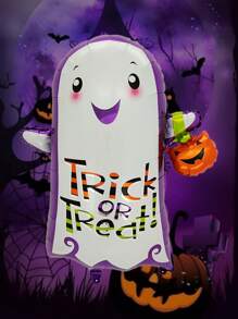 1入組萬聖節主題外星人形狀鋁箔氣球，帶可愛的卡通蜘蛛、鬼和網印花，萬聖節背景派對裝飾，節日家居和庭院場景裝飾，道具 - 彩色 - 查看 11