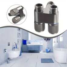 1pc 304 Stainless Steel Non-Slip Toilet Companion Angle Valve With One Inlet And Two Outlets Flushing Device, Double-Opening Water Tap Angle Valve