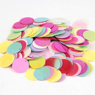 20g 180pcs 2cm Round Sequins, Loose Sequins With Side Holes, 20mm Mixed Colors, For Jewelry Making, DIY Sewing, Garment Crafts, Wedding Dress Decoration