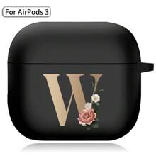 苹果耳机盒兼容 Airpods 第三代印刷金色字母柔软硅胶无线蓝牙耳机充电盒保护套 - AirPods 3rd (Black) - 查看 27