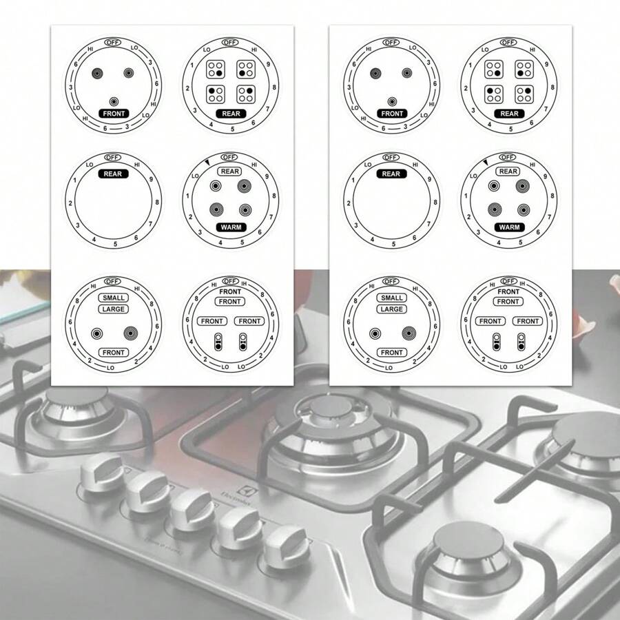 12 Pcs Stove Dials Sticker For Burner Cook Top Hob Cooker Top Oven
