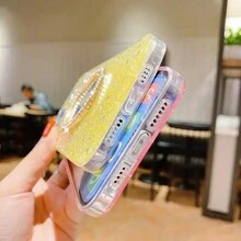 1 Ốp Điện Thoại Màu Hồng Lấp Lánh Có Nơ Và Gương Tròn, Tương Thích Với IPhone 15 Pro Max Và Samsung S24 - Hồng - Xem 4