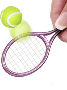 1入創意娃娃網球球拍玩具，迷你球拍，模擬網球配件，娃娃屋配件，運動器材組，節日道具禮品 - 彩色 - 查看 16