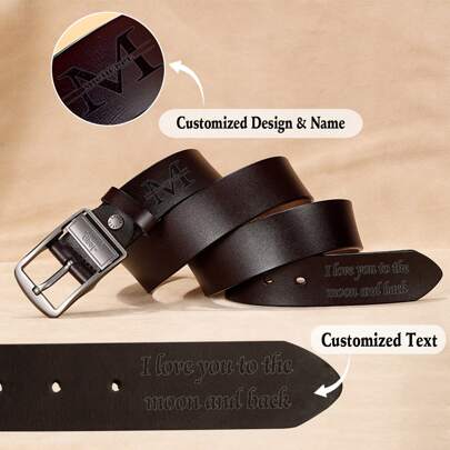 Customized Engraved Genuine Leather Belt, Groomsman Gift, Real Leather Material, Valentine's Day Gift For Dad, Men's Leather Accessories, Gift For Boyfriend