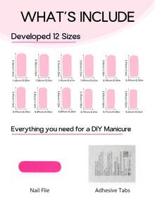 24 piezas Uñas postizas cuadradas largas francesa con estampado de leopardo y diseño de cereza, uñas postizas falsas de cobertura completa brillante para mujeres y niñas - Multicolor - Ver 6