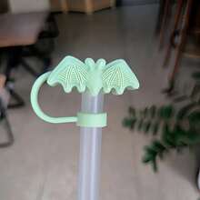 万圣节蝙蝠硅胶吸管盖 - 1/7 件套，可重复使用 10 毫米防尘盖，适用于工具品牌杯子和派对吸管吸管盖 - 彩色 - 查看 6