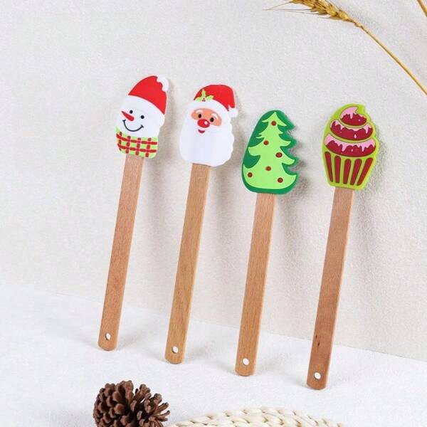 1/4pcs Silicone Cream Scraper, Christmas-Themed Baking Tool For Home Kitchen, Pastry Cake Spatula Christmas Decor Christmas Party Favors Christmas Party Supplies Christmas Party Merry Christmas Christmas Eve Christmas Christmas Decorations Christmas Pajamas Christmas Gifts Christmas Decor