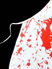 1pc Creative Halloween Spoof Bloody Butcher Apron Cosplay With Bloodstains Simulation Halloween Horror Dress-Up - White - View 2