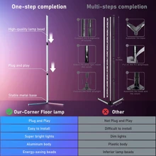 Multi Color Smart RGB Floor Coner Lamp With Music Sync, Modern 16 Million Color Changing Standing Mood Light With APP & Remote Control, DIY Modes & Timer For Bedroom Gaming Room Decor 155CM 40CM Floor Lamp For Living Room