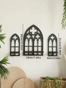 3 paquetes de decoración de pared de madera hueca en estilo gótico, decoración de pared gótica, marco de arco de catedral vintage gótico para decoración de habitación, decoración de pared colgante rústica y espeluznante para dormitorio, baño, sala de estar, decoración del hogar
