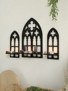 3 paquetes de decoración de pared de madera hueca en estilo gótico, decoración de pared gótica, marco de arco de catedral vintage gótico para decoración de habitación, decoración de pared colgante rústica y espeluznante para dormitorio, baño, sala de estar, decoración del hogar