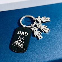 1入刻有1至3個名字的自定義鑰匙扣，個性化鑰匙扣附有DAD拳擊圖案，適合作為給父親的禮物 - 彩色 - 查看 18