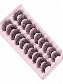 Natural Lashes 18mm Wispy False Eyelashes Natural Look Faux Mink Wispies Eyelashes Fluffy Strip Lashes - Black - View 3