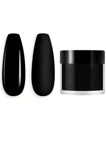 Poudre étincelante pure noire trempée Y2K 10g, Art d'ongle français en cristal trempé en poudre vert néon estival pour débutants, manucure DIY à la maison ou en salon. Sans odeur, durable, pas besoin de lampe à ongles.