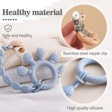 Infant Silicone Teether + Pacifier Clip, Baby Teething Toy For Soothing Gums And Promoting Oral Development