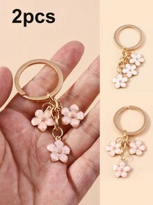 2 piezas Llavero girly de flor de cerezo, colgante de bolso, simple flor de ciruela colgante de decoración para móvil y bolso de mano - Multicolor - Ver 1