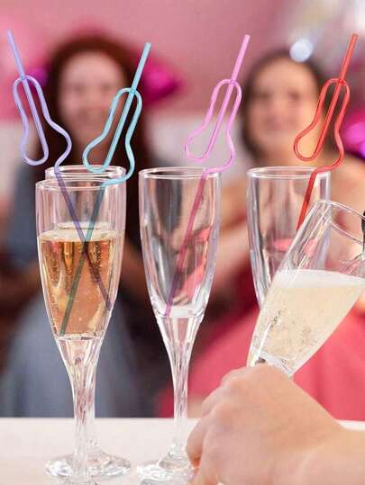 10/20/30/50pcs Bachelorette Party Decorative Straws Cartoon Art Shape Plastic Straws Reusable Plastic Drinking Straws Sweet Wedding Party Straws Ideal For Festive Parties, Jazzing Up The Breakfast Milk Or Juice Christmas Gifts,School Supplies