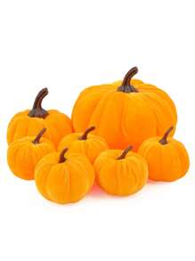 1Set Autumn Artificial Velvet Pumpkin Various Sizes Artificial Flocking Foam Pumpkin Autumn Home Farmhouse Halloween Harvest Festival Thanksgiving Seasonal Holiday Decoration Best Gifts Birthday Home Decor Halloween Decor Room Decor - Yellow Flocked Pumpkin - View 12