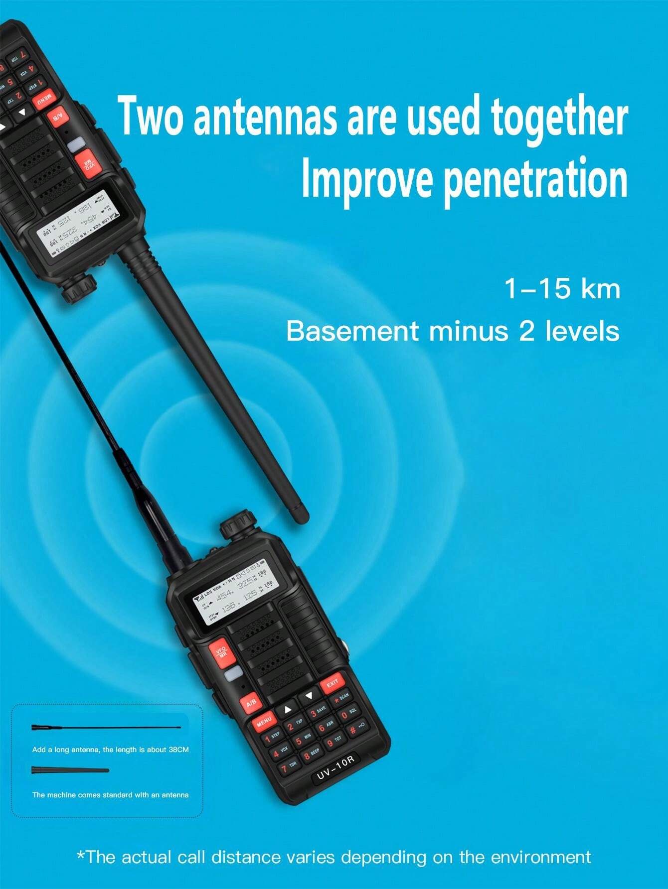 1PC Baofeng UV10R High Power Dual Band Walkie Talkie Long Range Ham