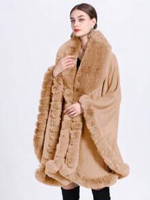 A Lady Multi-Color Imitation Cashmere Imitation Fur Thick And Wide Knitted Fabric Soft Plush Collar Warm Wind And Sun Protection Temperament Fashion Women Larger Shawl Shawl Suitable For Daily Wear Party Party Festival Wear Banquet Wear For Dress - Multicolor Shawl - View 7