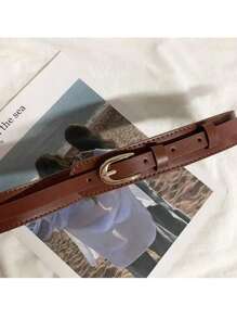 1 pieza de cinturón casual y versátil para mujeres, ajuste delgado, adecuado para el uso diario y para el trabajo - Marrón - Ver 2