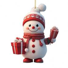 4 件 2D 雪人圣诞树装饰，可爱雪人饰品，适合冬季圣诞派对装饰和树饰品 - 彩色 - 查看 4