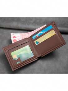 Men's Wallet, PU Leather Bifold Wallet, Extra Large Capacity, With 1 ID Window And Multiple Credit Card Slots, Suitable For Men's Wallet, Handbag, Men's Genuine Leather Wallet - Multicolor - View 4