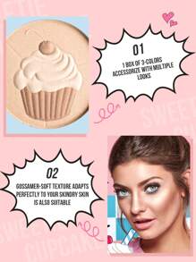 Misslyn 三色高光粉饼，高显色度，珠光光泽，质地柔滑，打造自然光泽，提亮肤色，轻盈不油腻，附赠粉刷，纯素配方，无动物实验 - 4 SUGAR RUSH - 查看 2