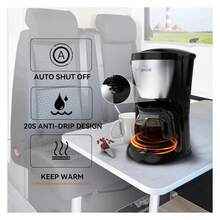 5-Cup Car Coffee Maker With Car Charging Cigarette Lighter, 24V Travel Coffee Maker With Fast Heating, Glass Carafe, Compatible With Ground Coffee For Driving Camping RV Silver Black - 彩色 - 查看 6