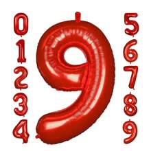 New 32-Inch 0-9 Number Aluminum Foil Balloons In Red, White, Ombre, Green, Mint Blue Series For Birthday Wedding Anniversary Party Decorations - Red - View 10