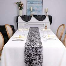 1入組閃亮鋁箔薄網桌布捲，派對、婚禮、聖誕節、感恩節、情人節的中央裝飾桌布 - 彩色 - 查看 28