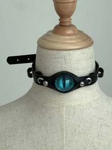 1pc Punk Vintage Unique Metal Evil Eye Detachable Choker Necklace For Women, Festival Gift
