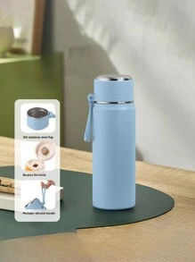 Stainless Steel Vacuum Insulated Cup, High-Capacity And Stylish Bullet-Shaped Bottle With Strap, Portable And Minimalist Design Water Bottle Back To School
