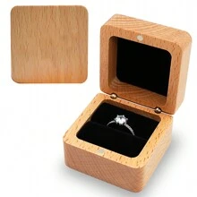 Personalized Wooden Ring Box / Jewelry Box With Custom Photo & Text - Laser Engraved Picture Memory Box For Proposal, Wedding, Anniversary, Birthday - Magnetic Closure, Engraved With Your Image & Message – Small Wood Treasure Box - Oak - View 5