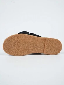 Rainbow Bow Women's Flat Sandals, Comfortable Massage Insole Multicolored Beach Sandals - Black - View 7