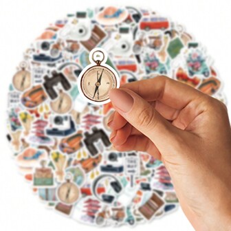 46pcs(23pcs X 2) World Travel Stickers For Scrapbooking, DIY Decoration, Room Decor, Notebook, Water Bottle, Luggage, Travel & Camping, Small Size Portable, Birthday/Graduation Gift, School Supplies, Encouragement & Reward Stickers, Space Saving,School Supplies,Back To School