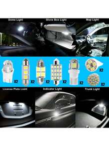 14入組白色LED車內燈套件（適用於T10 31mm地圖燈，天花板燈，車牌燈，閱讀燈） - 白色 - 查看 4