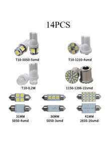 14入組白色LED車內燈套件（適用於T10 31mm地圖燈，天花板燈，車牌燈，閱讀燈） - 白色 - 查看 12