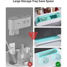 Joybos Support pour brosse à dents avec presse-pâte automatique - Multicolore - Voir 5