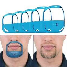 5pcs Goatee Outliner Shaper And 1pc Beard Shaper Comb, Transparent Material Beard Shaping Tool And Goatee Outliner Shaper Set, Goatee Shaper And Beard Shaping Ruler, Goatee Outliner And Beard Shaping Comb Combo Set - Blue - View 5