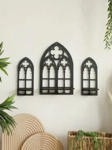 3 paquetes de decoración de pared de madera hueca en estilo gótico, decoración de pared gótica, marco de arco de catedral vintage gótico para decoración de habitación, decoración de pared colgante rústica y espeluznante para dormitorio, baño, sala de estar, decoración del hogar