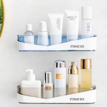 1入浴室儲物架，肌膚護理產品收納架，無需鑽孔浴室置物架，廁所掛牆式化妝品收納架，收納整理盒 - 彩色 - 查看 5