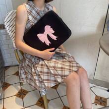 1pc Bow Embroidery 11-Inch Tablet Case Laptop Protective Sleeve, Minimalist And Cute, Suitable For 11-Inch Tablet, 13-Inch, 13.3-Inch And 15.6-Inch Laptop, Perfect For School, Work Or Commuting, Also Compatible With Ipad Storage Valentines - Black - View 6