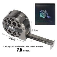 Cinta métrica 7.5m,Regla métrica anticorrosiva telescópica recubierta de níquel de acero inoxidable de 25 mm - Plateado - Ver 2