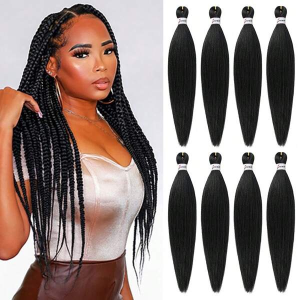 Braiding Hair Pre Stretched 20 Inch 8 Packs Ombre Professional Soft Yaki Texture, Itch Free, Hot Water Setting Extensions For Braids