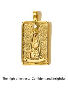 1pc Tarot The Mysteries Of Nature 0-21 Major Arcana Tarot Card Pendant Necklace, Fortune Telling Secrets Room Rich Mysteries Profound Secrets Tarot Cards, Best Friend Gift, Exquisite Gift (The Fool, The Magician, The High Priestess, The Empress, The Emperor, The Hierophant, The Lovers, The Chariot, Strength, The Hermit, Wheel Of Fortune, Justice, The Hanged Man, Death, Temperance, The Devil, The Tower, The Star, The Moon, The Sun, Judgement, The World) - 金色 - 查看 34