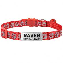 Coleira personalizada para gatos com placa de identificação em aço inoxidável, coleira ajustável de nylon com estampa de pata refletiva multicolorida, sino e pingente de identificação personalizado. Ornamental, gravada, em aço inoxidável, para gatos fofos, etiquetas personalizadas para gatos, coleira personalizada para gatos, coleiras personalizadas para cães, presentes ideais para ela, família, amigos, amantes de animais de estimação, para aniversários, para inauguração de casa. Ornamental, gravada, moderna, fofa, personalizada, para animais de estimação, para aniversários, coleiras, guias e peitorais personalizados para animais de estimação, local, vibrações de férias, inspiração para vida ao ar livre, design divertido para animais de estimação. - Multicolorido - Ver 15