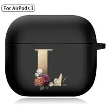 苹果耳机盒兼容 Airpods 第三代印刷金色字母柔软硅胶无线蓝牙耳机充电盒保护套 - AirPods 3rd (Black) - 查看 17