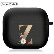 苹果耳机盒兼容 Airpods 第三代印刷金色字母柔软硅胶无线蓝牙耳机充电盒保护套 - AirPods 3rd (Black) - 查看 24